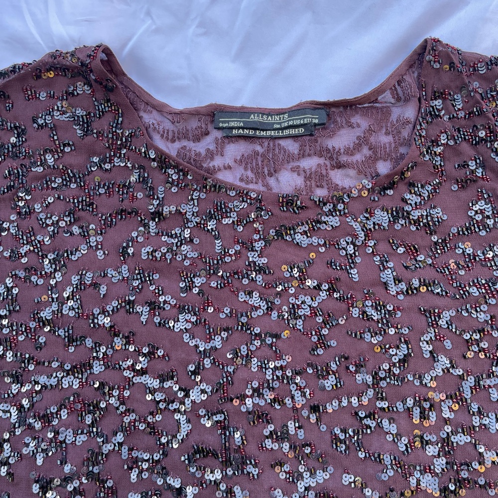 ALLSAINTS hand embellished sequence top Size 6